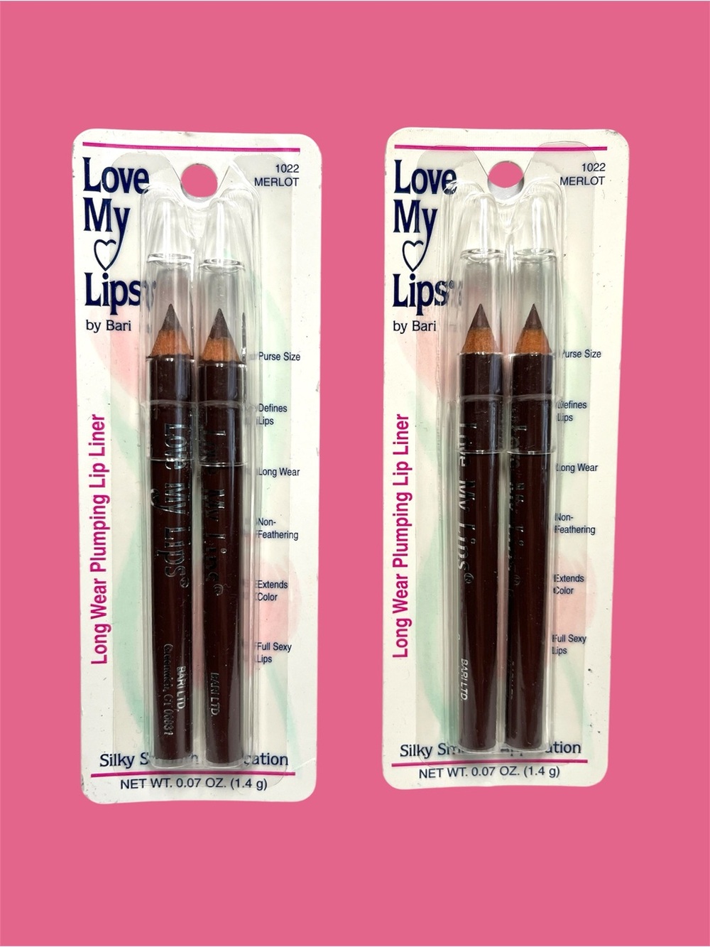 Lot of 2 Bari Love my Lips Long Wearing Plumping Lip Liner Pencil Merlot